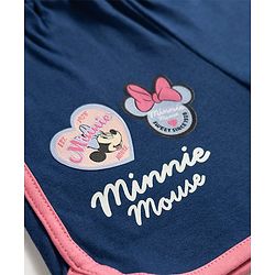 Babyhug Disney Single Jersey Knit Half Sleeves T-Shirt & Shorts Night Suit With Minnie Mouse Applique - Navy Blue