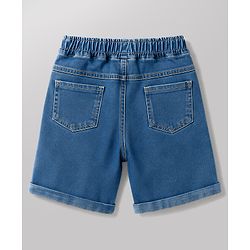 Babyhug Single Jersey Knit Half Sleeves T-Shirt & Denim Shorts Set With Front & Back Nautical Theme - White & Blue