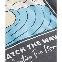 Babyhug Single Jersey Knit Half Sleeves T-Shirt & Denim Shorts With Front & Back Beach Theme - Charcoal Grey & Blue