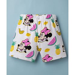 Babyhug Disney Single Jersey Knit Half Sleeves T-shirt & Shorts Night Suit With Minnie Mouse Graphic - White