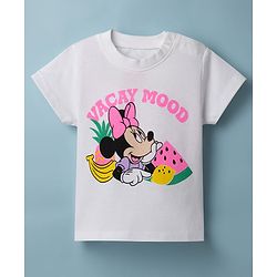 Babyhug Disney Single Jersey Knit Half Sleeves T-shirt & Shorts Night Suit With Minnie Mouse Graphic - White