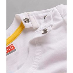 Babyhug Single Jersey Knit Half Sleeves T-Shirt & Denim Shorts Set with Sea Wave Print - White
