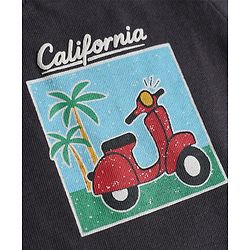 Babyhug Single Jersey Knit Half Sleeves Front & Back Scooter Printed T-Shirt & Denim Shorts Set - Black & Blue