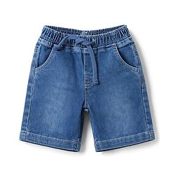 Babyhug Single Jersey Knit Half Sleeves Front & Back Scooter Printed T-Shirt & Denim Shorts Set - Black & Blue