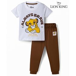 Babyhug Disney 100% Cotton Knit Half Sleeves T-Shirt & Pyjama Night Suit With Lion King Graphic - Multicolor