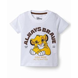Babyhug Disney 100% Cotton Knit Half Sleeves T-Shirt & Pyjama Night Suit With Lion King Graphic - Multicolor