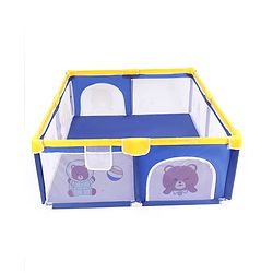 Babyhug Playpen & Play Yard- Blue| 150 x 180 cm Large Play Area| Zipper Door & Toy Pouch| Foldable Indoor & Outdoor Playpen| Safe & Sturdy| for 0-5 Years Boys & Girls| Easy to Assemble