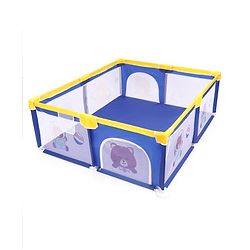 Babyhug Playpen & Play Yard- Blue| 150 x 180 cm Large Play Area| Zipper Door & Toy Pouch| Foldable Indoor & Outdoor Playpen| Safe & Sturdy| for 0-5 Years Boys & Girls| Easy to Assemble