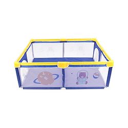 Babyhug Playpen & Play Yard- Blue| 150 x 180 cm Large Play Area| Zipper Door & Toy Pouch| Foldable Indoor & Outdoor Playpen| Safe & Sturdy| for 0-5 Years Boys & Girls| Easy to Assemble