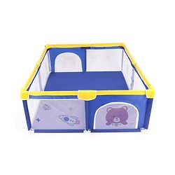 Babyhug Playpen & Play Yard- Blue| 150 x 180 cm Large Play Area| Zipper Door & Toy Pouch| Foldable Indoor & Outdoor Playpen| Safe & Sturdy| for 0-5 Years Boys & Girls| Easy to Assemble