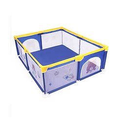 Babyhug Playpen & Play Yard- Blue| 150 x 180 cm Large Play Area| Zipper Door & Toy Pouch| Foldable Indoor & Outdoor Playpen| Safe & Sturdy| for 0-5 Years Boys & Girls| Easy to Assemble
