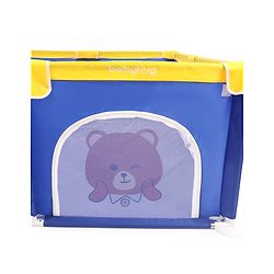Babyhug Playpen & Play Yard- Blue| 150 x 180 cm Large Play Area| Zipper Door & Toy Pouch| Foldable Indoor & Outdoor Playpen| Safe & Sturdy| for 0-5 Years Boys & Girls| Easy to Assemble