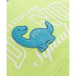 Babyhug Single Jersey Knit- Denim Half Sleeves T-Shirt & Shorts With Dino Print - Limegreen