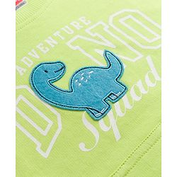 Babyhug Single Jersey Knit- Denim Half Sleeves T-Shirt & Shorts With Dino Print - Limegreen