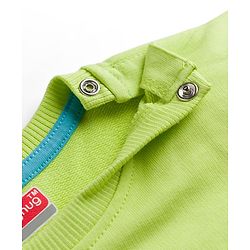 Babyhug Single Jersey Knit- Denim Half Sleeves T-Shirt & Shorts With Dino Print - Limegreen