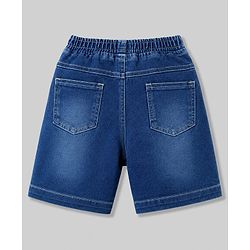Babyhug Single Jersey Knit Half Sleeves Striped T-Shirt & Denim Shorts With Bear Detailing - Multicolor