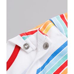 Babyhug Single Jersey Knit Half Sleeves Striped T-Shirt & Denim Shorts With Bear Detailing - Multicolor