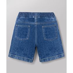Babyhug Single Jersey Knit Half Sleeves Front & Back Beach Theme Printed T-Shirt & Denim Shorts Set - White & Blue