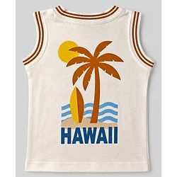 Babyhug Single Jersey Knit Sleeveless T-Shirt & Shorts With Tropical Print - White