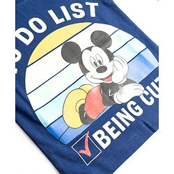 Babyhug Disney Single Jersey Knit Full Sleeves T-Shirt & Pyjama Night Suit With Mickey Mouse Graphics - Navy Blue