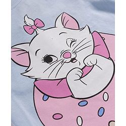 Babyhug Disney 100% Cotton Knit Full Sleeves T-Shirt & Pyjama Night Suit With Marie Graphics - Light Blue