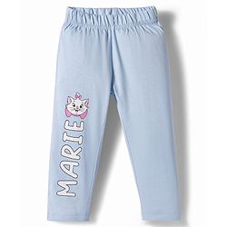 Babyhug Disney 100% Cotton Knit Full Sleeves T-Shirt & Pyjama Night Suit With Marie Graphics - Light Blue