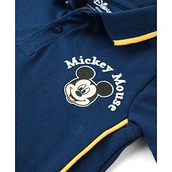 Babyhug Disney Single Jersey Knit Half Sleeves Polo T-Shirt with Mickey Mouse Graphics -  Navy