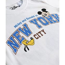 Babyhug Disney 100% Cotton Knit Half Sleeves T-Shirt & Shorts Set With Mickey Mouse & Friends Graphic - White & Tan
