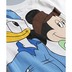 Babyhug Disney 100% Cotton Knit Half Sleeves T-Shirt & Shorts Set With Mickey Mouse & Friends Graphic - White & Tan
