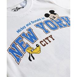 Babyhug Disney 100% Cotton Knit Half Sleeves T-Shirt & Shorts Set With Mickey Mouse & Friends Graphic - White & Tan