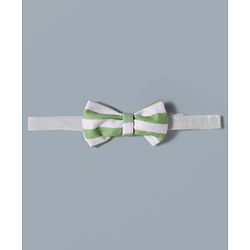 Babyhug Cotton Woven Full Sleeves Printed Party Shirt & Shorts Set with Bow Applique & Stripes - Green & White