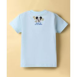 Babyhug Disney 100% Cotton Knit Half Sleeves T-Shirt & Shorts Set With Mickey Mouse Graphics - Light Blue