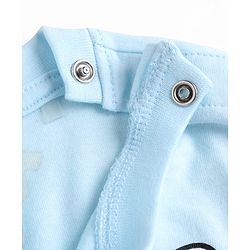 Babyhug Disney 100% Cotton Knit Half Sleeves T-Shirt & Shorts Set With Mickey Mouse Graphics - Light Blue