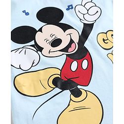 Babyhug Disney 100% Cotton Knit Half Sleeves T-Shirt & Shorts Set With Mickey Mouse Graphics - Light Blue