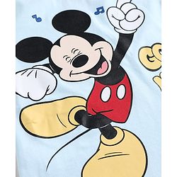 Babyhug Disney 100% Cotton Knit Half Sleeves T-Shirt & Shorts Set With Mickey Mouse Graphics - Light Blue