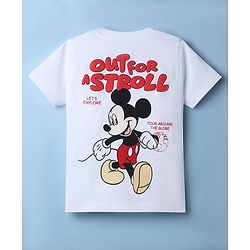 Babyhug Disney 100% Cotton Knit Half Sleeves T-Shirt & Shorts Set With Mickey Mouse Graphic - Red