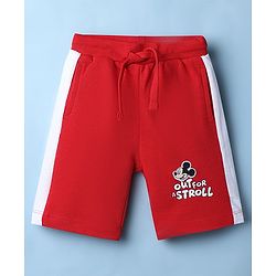 Babyhug Disney 100% Cotton Knit Half Sleeves T-Shirt & Shorts Set With Mickey Mouse Graphic - Red