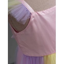 Babyhug Mesh Woven Sleeveless Fit & Flare Party Dress With Frill Detailing - Multicolor