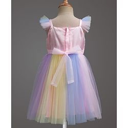 Babyhug Mesh Woven Sleeveless Fit & Flare Party Dress With Frill Detailing - Multicolor