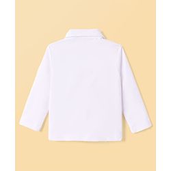 Babyhug Knit Full Sleeves Solid Party Shirt & Trouser with Attached Waistcoat Bow & Cap - Peach