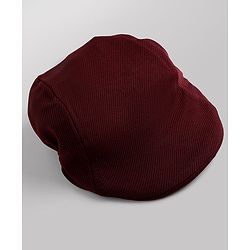 Babyhug Knit Full Sleeves Solid Shirt & Trouser with Bow & Cap - Wine