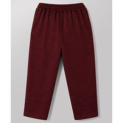 Babyhug Knit Full Sleeves Solid Shirt & Trouser with Bow & Cap - Wine