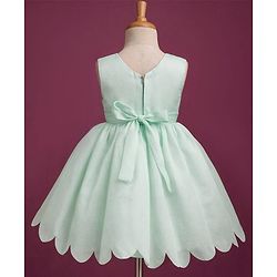 Babyhug Woven Sleeveless Party Dress with Bow Applique & Cotton Lining - Mint