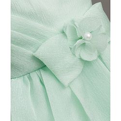 Babyhug Woven Sleeveless Party Dress with Bow Applique & Cotton Lining - Mint