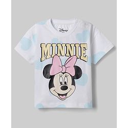 Babyhug Disney 100% Cotton Knit Half Sleeves T-Shirt & Shorts Set With Minnie Mouse Graphics - Light Blue