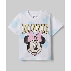 Babyhug Disney 100% Cotton Knit Half Sleeves T-Shirt & Shorts Set With Minnie Mouse Graphics - Light Blue