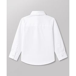 Babyhug Cotton Satin Woven Full Sleeves Pintuck Solid Shirt with Bow - White