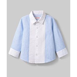 Babyhug Cotton Woven Full Sleeves Printed Pintuck Party Shirt With Bow - White