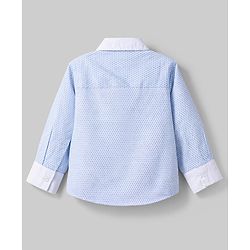 Babyhug Cotton Woven Full Sleeves Printed Pintuck Party Shirt With Bow - White