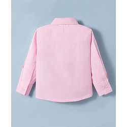Babyhug Cotton Satin Woven Full Sleeves Pintuck Solid Shirt with Bow - Pink
